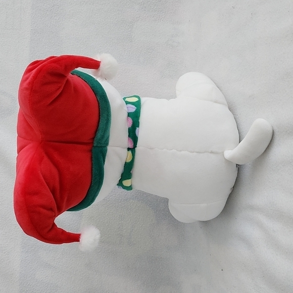 White kitten with Santa hat and scarf plush, 10.5" - Picture 3 of 8